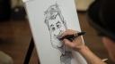 Karikatuur van persoon getekend op papier