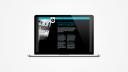 Desktop mockup met interface van een website