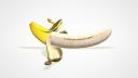 Illustratie van chiquita banaan deels gepelt